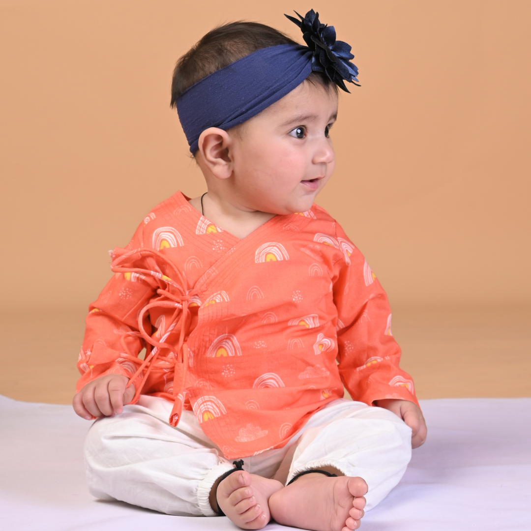 Orange Rainbow Cotton Angrakha Set