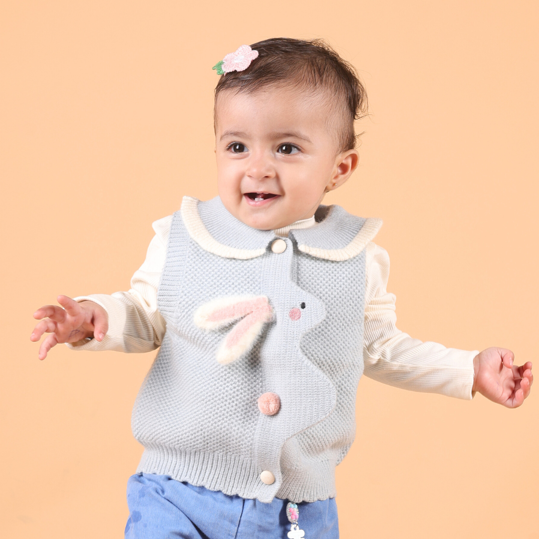 Peekaboo Rabbit Sweater 2pc set - Blue