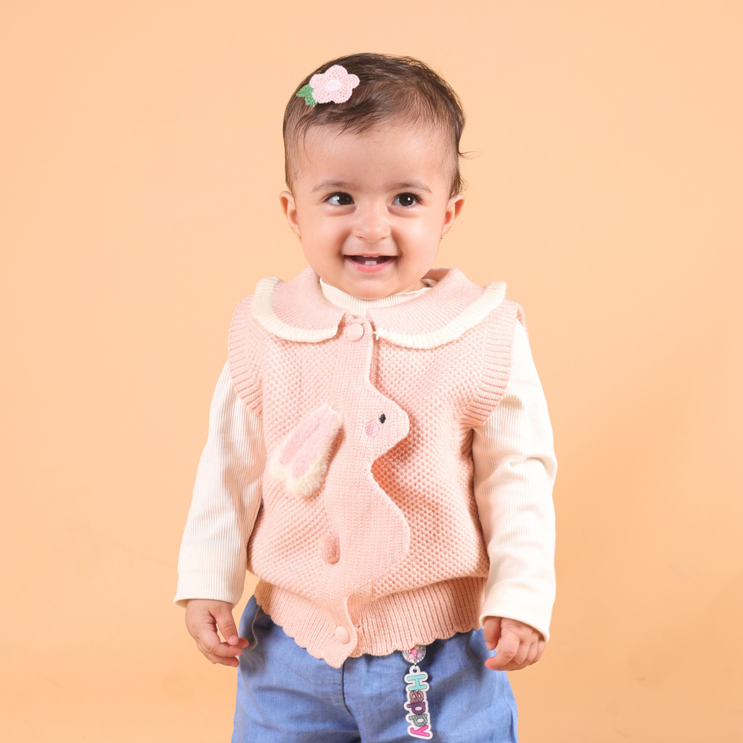 Peekaboo Rabbit Sweater 2pc set - Pink