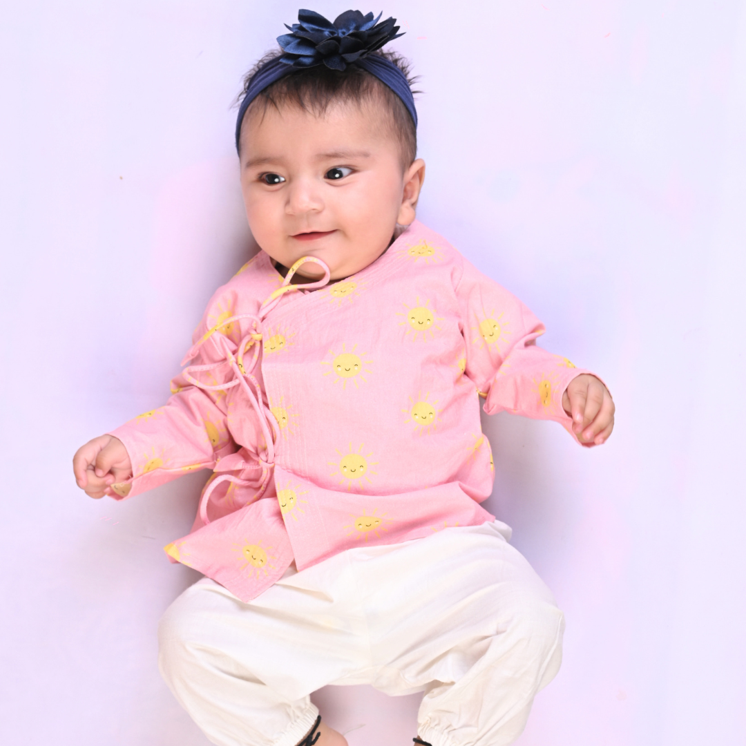 Pink Sun Cotton Angrakha Set