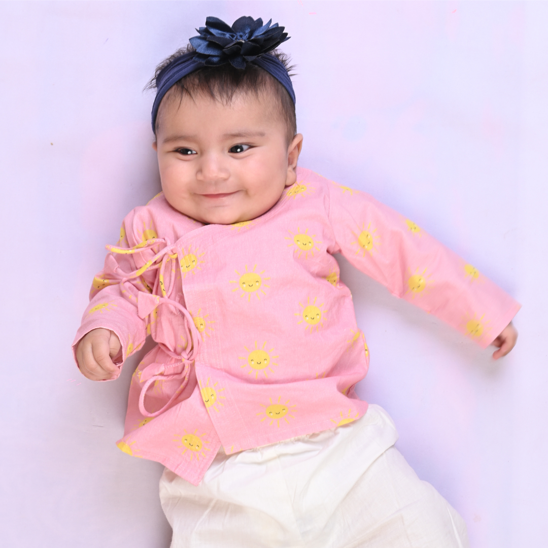 Pink Sun Cotton Angrakha Set