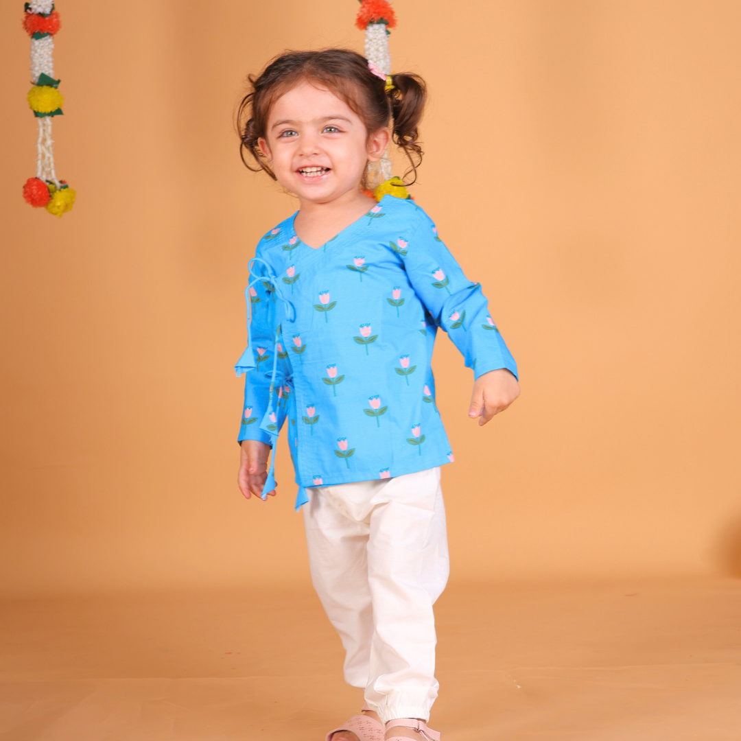 Pretty Flower Cotton Angrakha Set