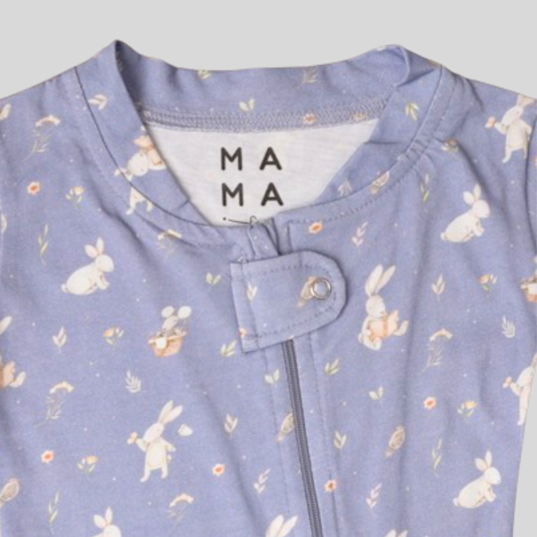 Rabbits in Lavender Fields Organic Zipped Footed Sleepsuit