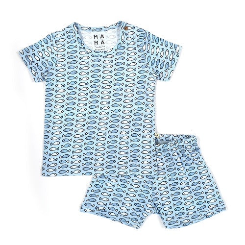 Fishy Fishy in the Sea Nightsuit Shorts Set - Blue