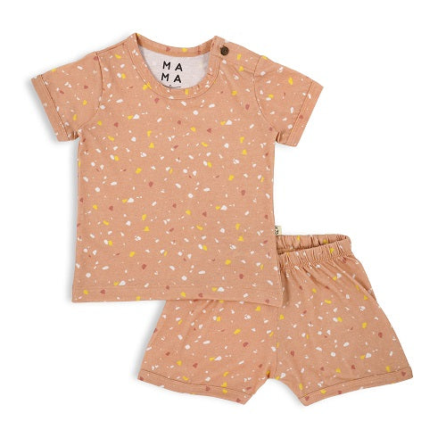 Orange Terazzo Nightsuit Shorts Set