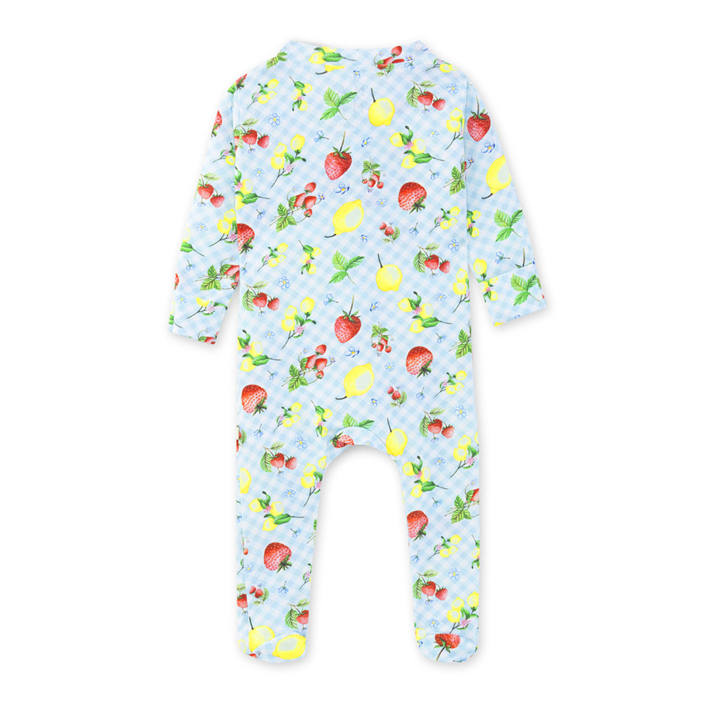 Citrus Gingham in Blue Organic Zipped Footed Sleepsuit