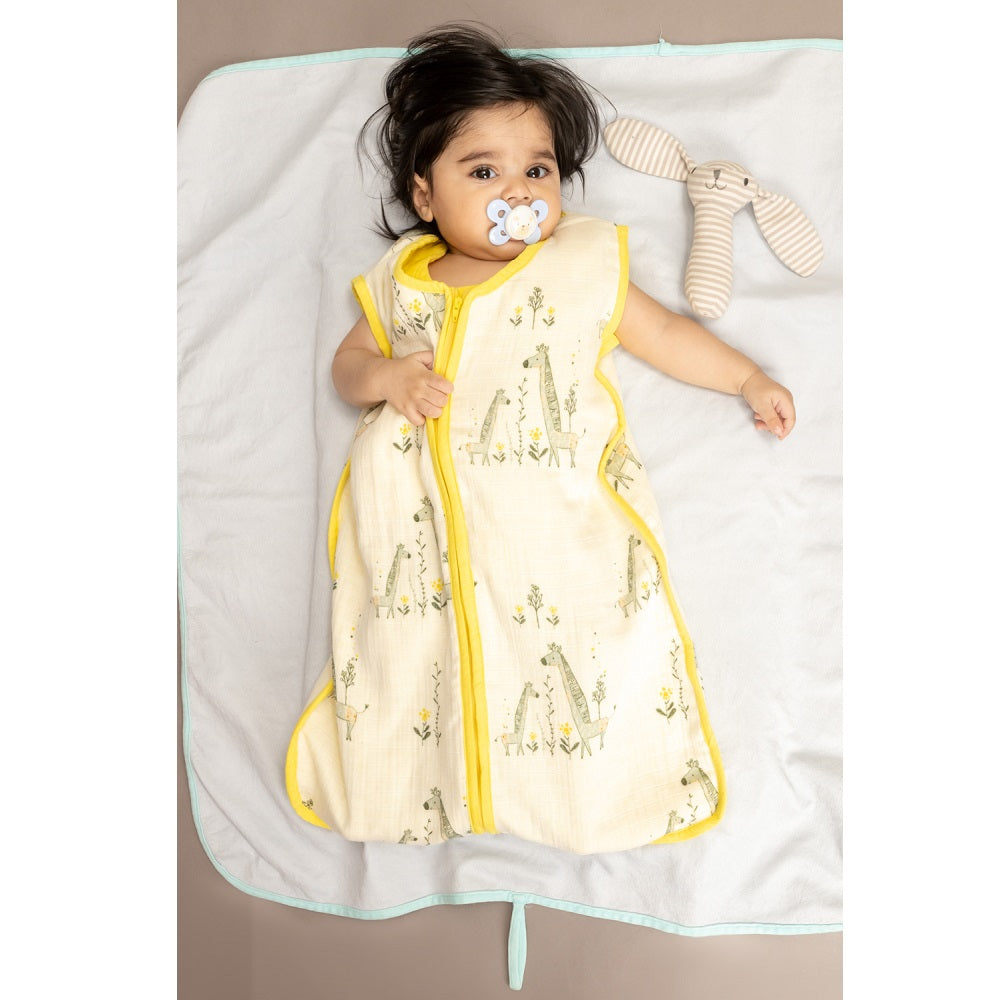 Light Yellow Giraffe Quilted Sleep Sack Online In India Mama Peaches Mama and Peaches