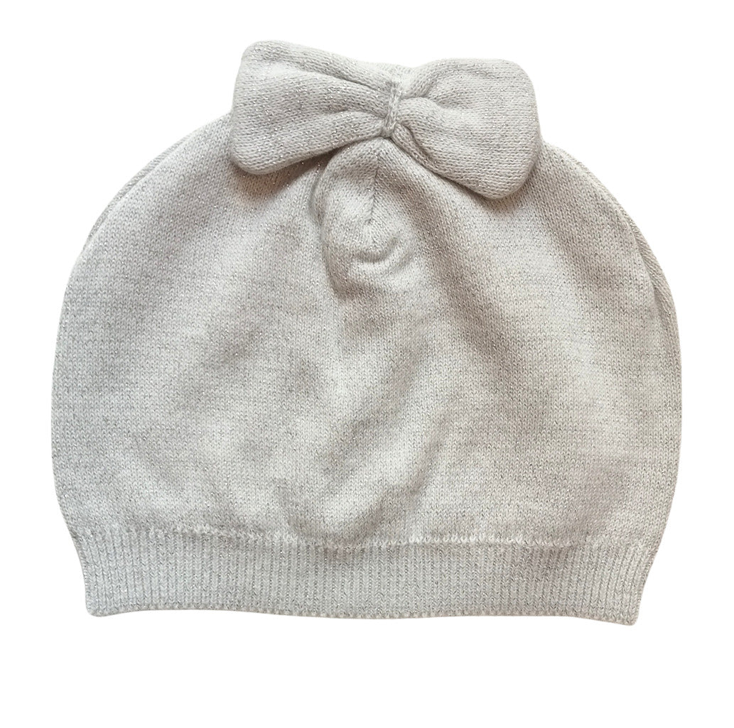 Knitted Beanie with a Bow