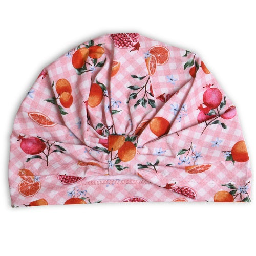 Citrus Gingham in Pretty Pink Organic Turban Hat