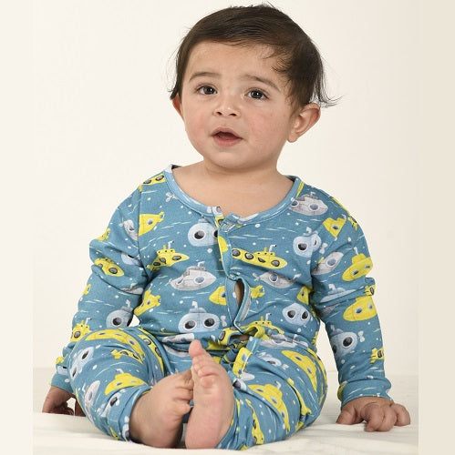 Up Periscope Organic Buttoned Footless Sleepsuit