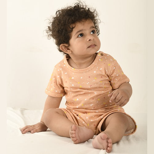 Orange Terazzo Nightsuit Shorts Set