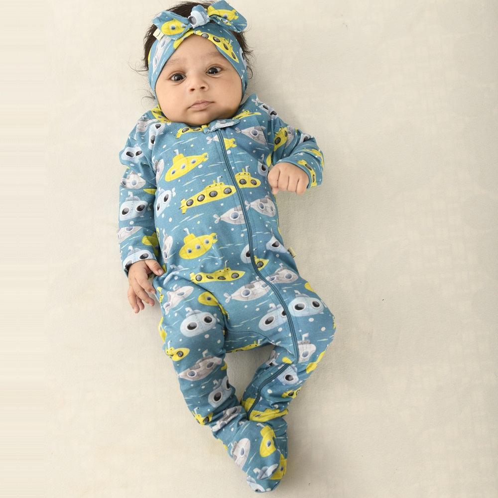 Up Periscope Organic Zipped Footed Sleepsuit