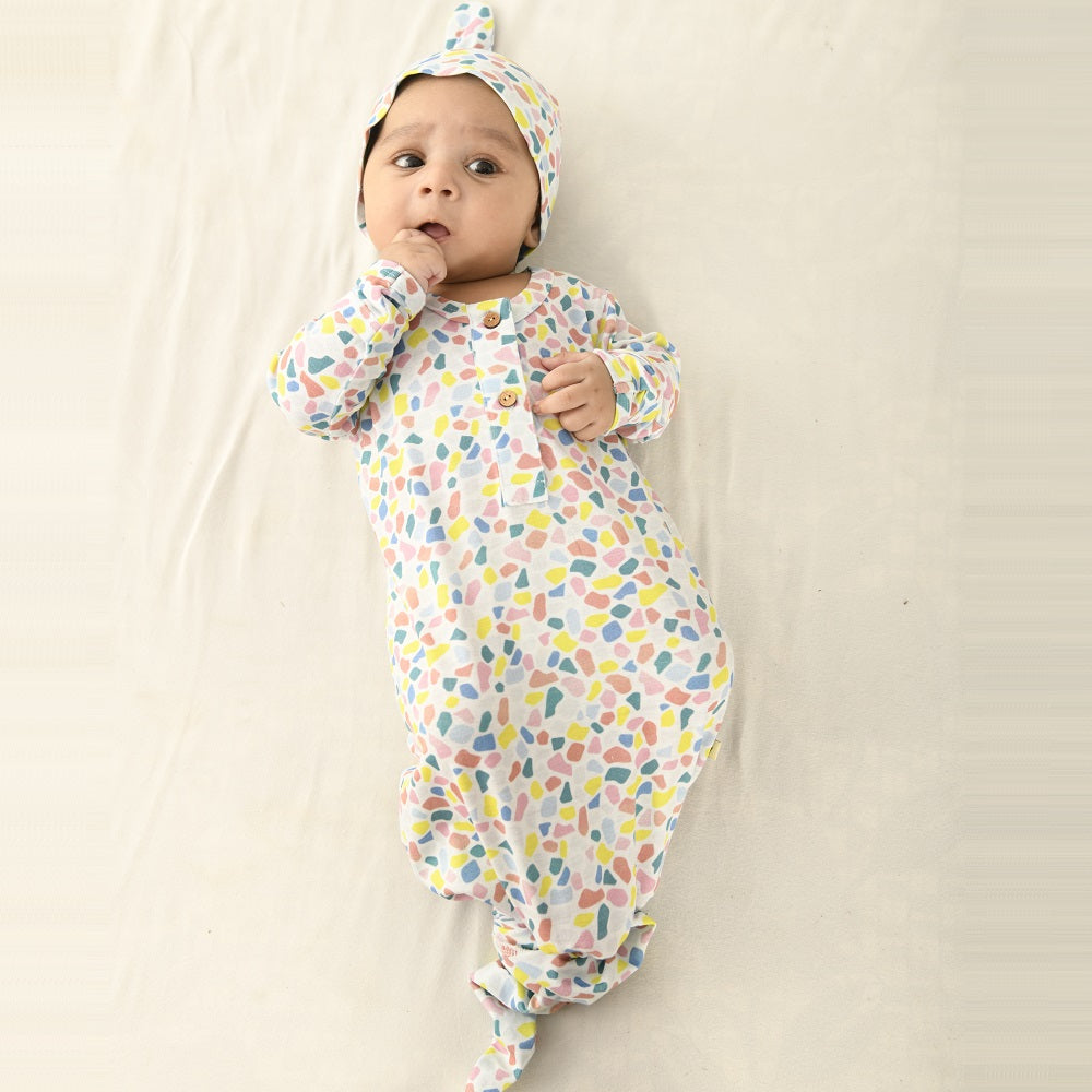 Rainbow Terazzo Knotted Gown