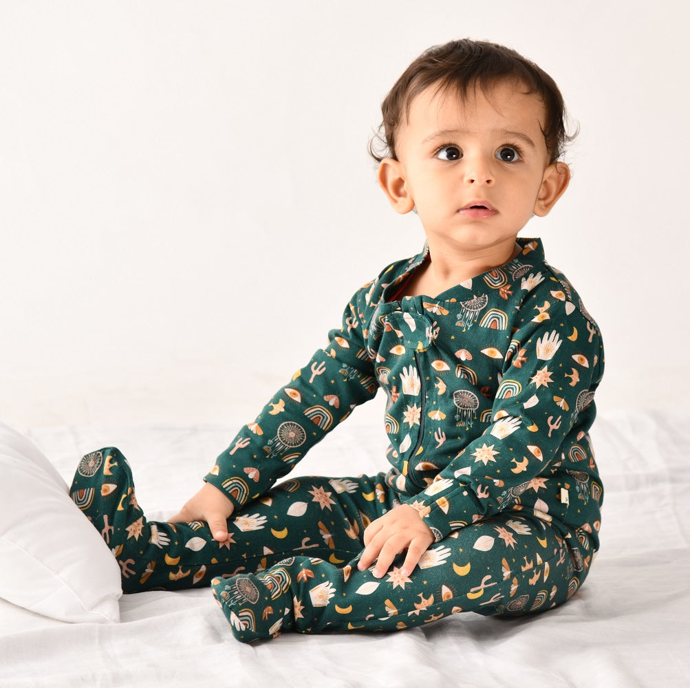 Good Vibes Only Organic Zipped Footed Sleepsuit