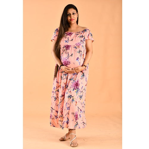 Maternity Off Shoulder Floral Dress