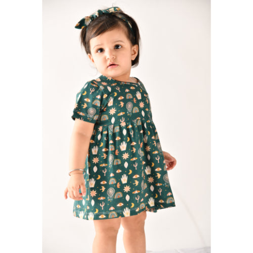 Good Vibes only Organic Summer Dress in Green