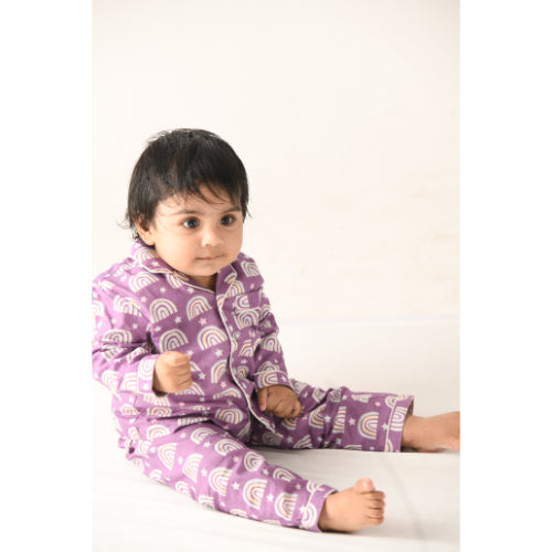 Vibrant Rainbows Night Suit (Full Sleeves)