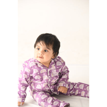 Vibrant Rainbows Night Suit (Full Sleeves)