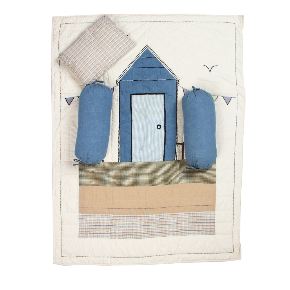Hut Embroidered Patchwork Mini Cot Set