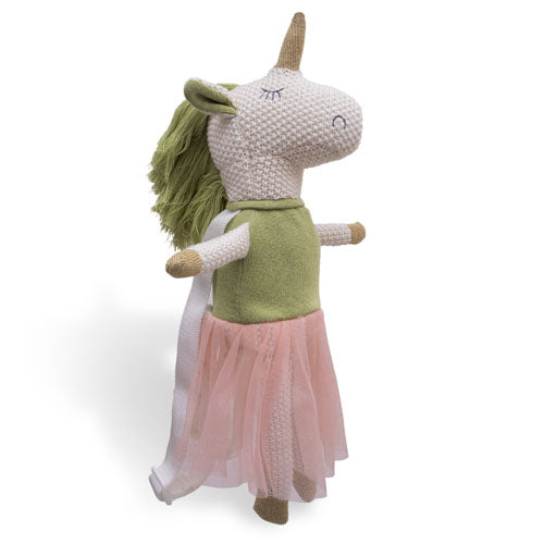 Unicorn Bag - Ivory Cotton Knitted Stuffed Toy