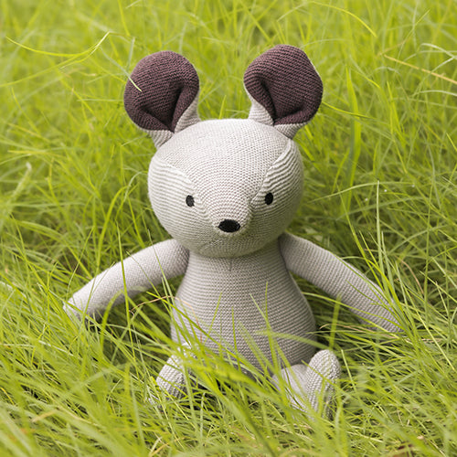 Jerry - Cotton Knitted Soft Toy (Cool grey &amp; Tan)
