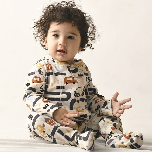 Road Map Organic Zipped Footed Sleepsuit