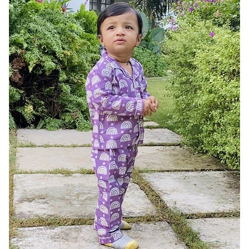 Vibrant Rainbows Night Suit (Full Sleeves)